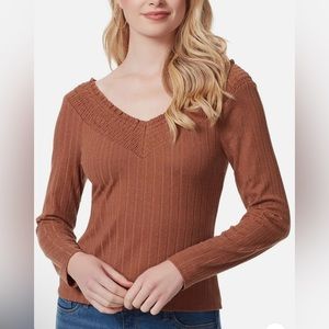 NWT Myra Women's Smocked V Neck Blouse